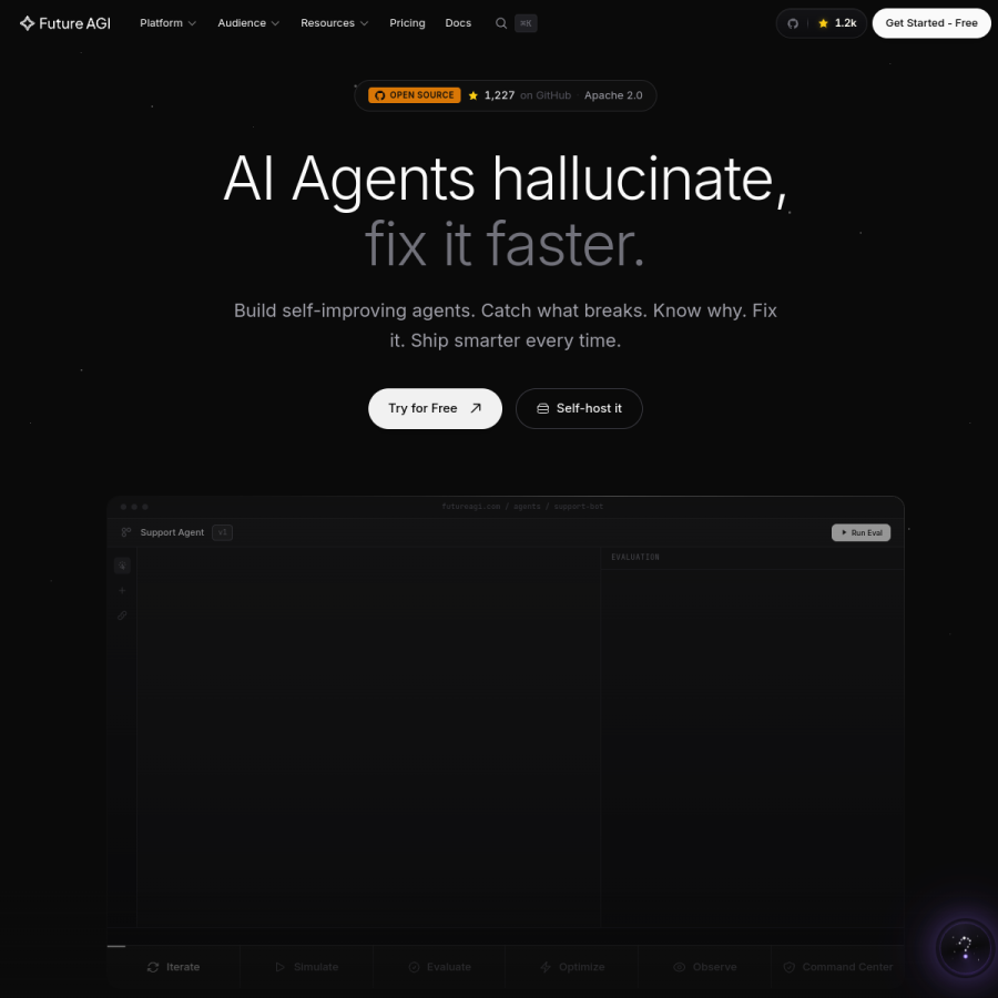 futureagi.com homepage screenshot