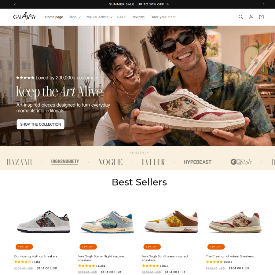 galartsy.com homepage screenshot