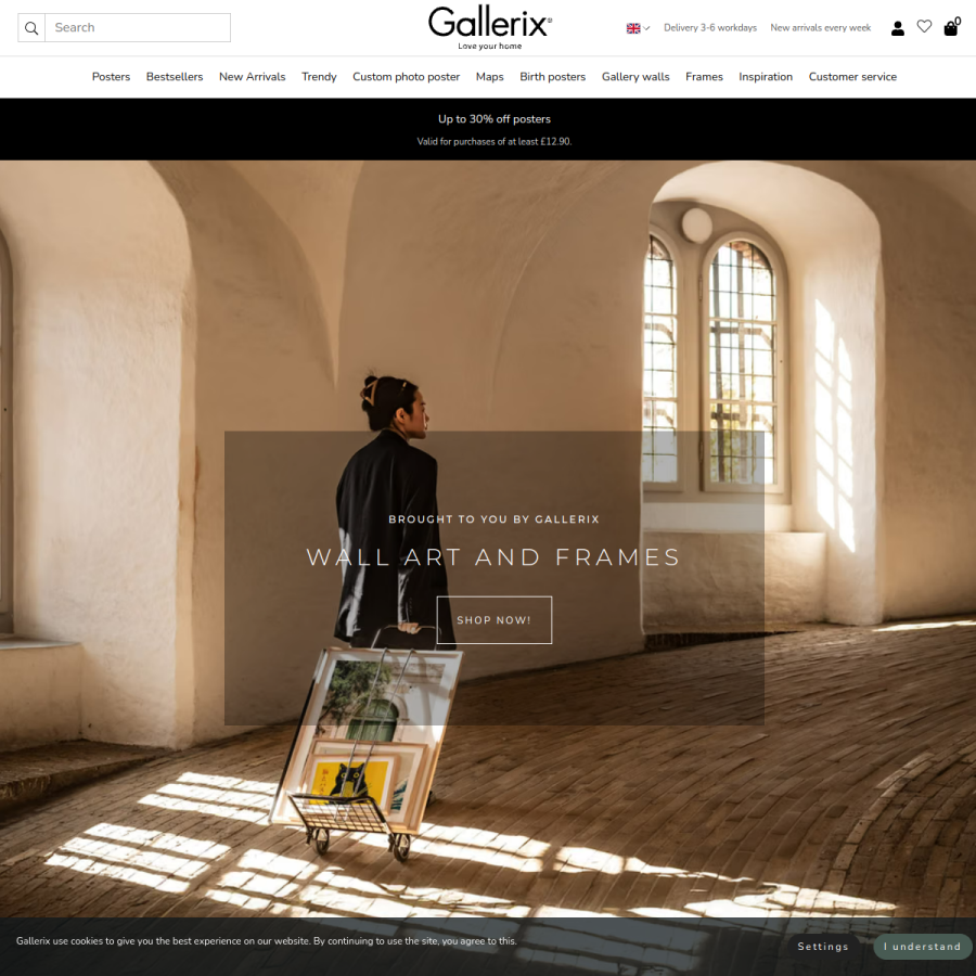 gallerix.co.uk homepage screenshot