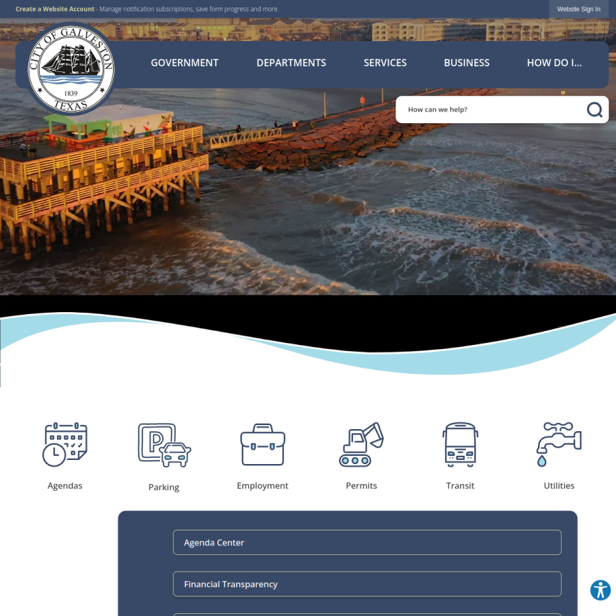 galvestontx.gov homepage screenshot