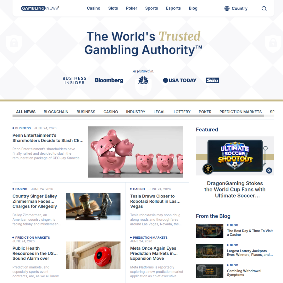 gamblingnews.com homepage screenshot
