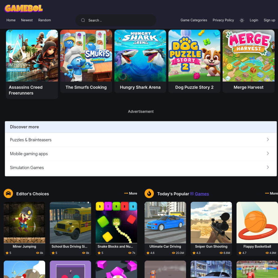 gamebol.com homepage screenshot