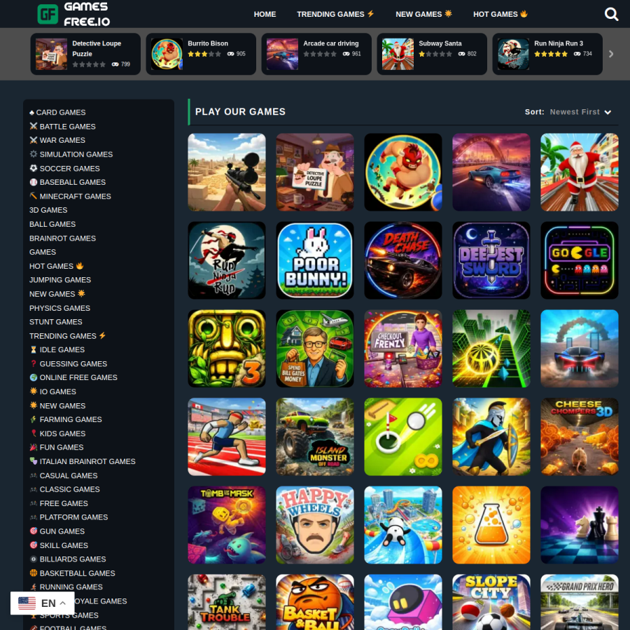gamesfree.io homepage screenshot