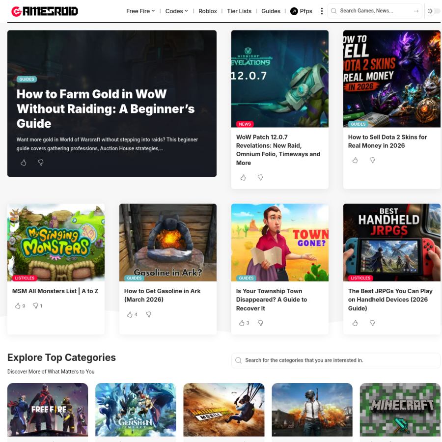 gamesroid.com homepage screenshot