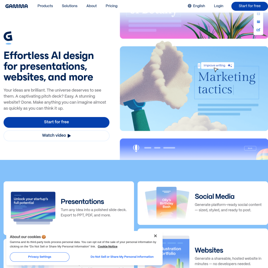 gamma.app homepage screenshot