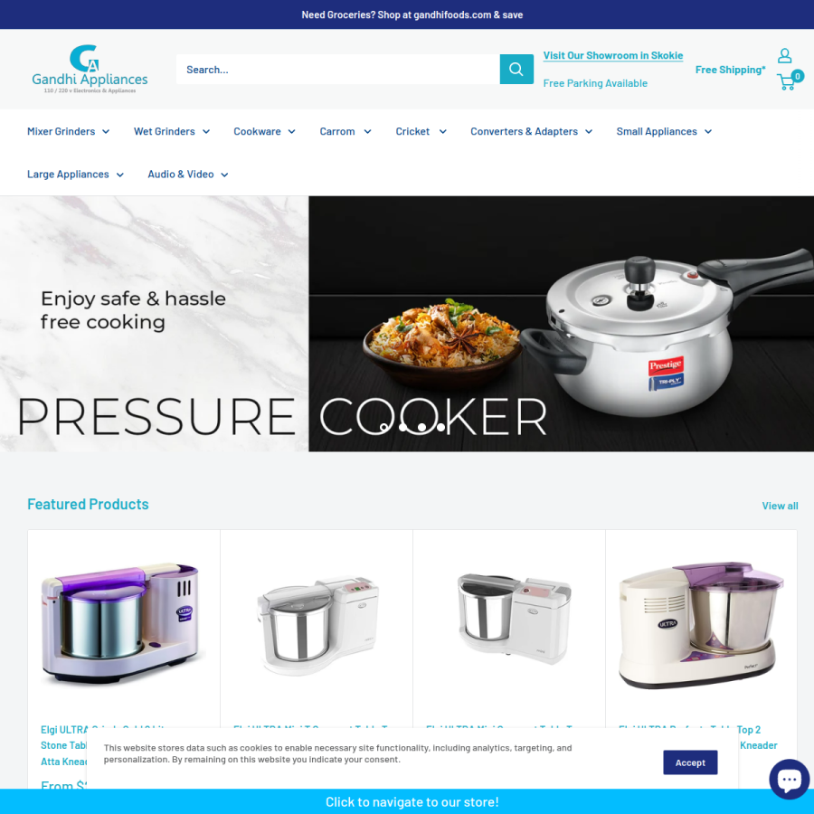 gandhiappliances.com homepage screenshot