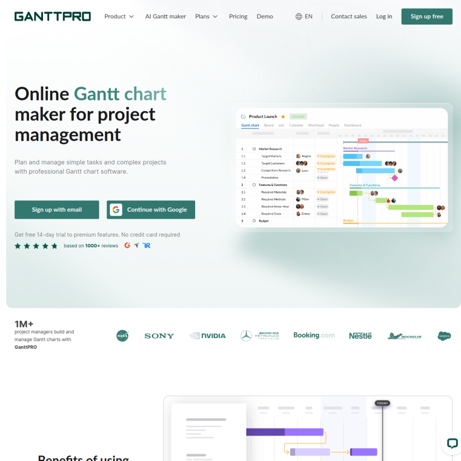 ganttpro.com homepage screenshot