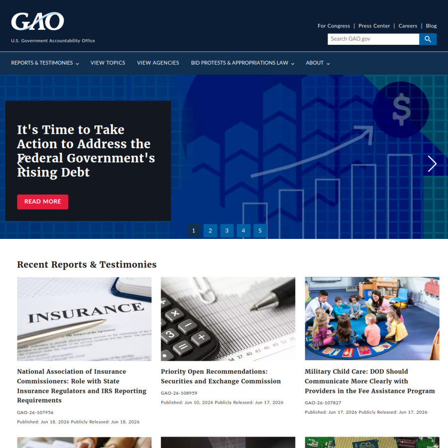 gao.gov homepage screenshot