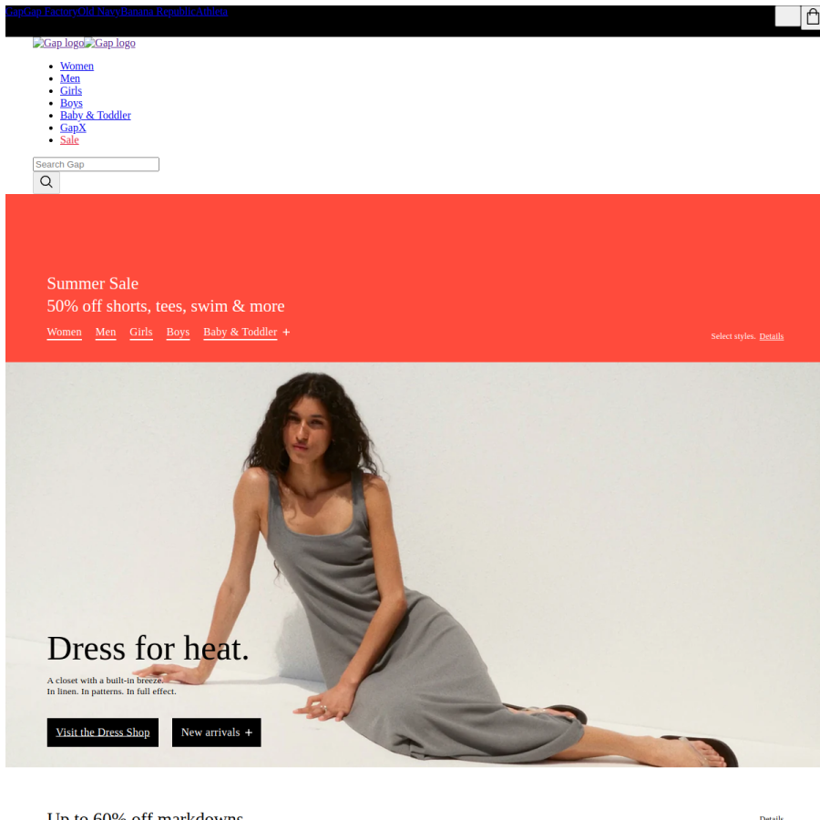 gap.com homepage screenshot