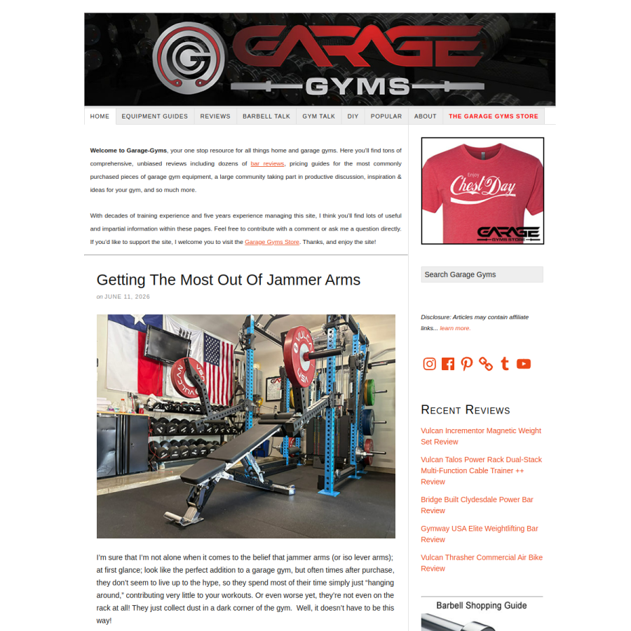 garage-gyms.com homepage screenshot