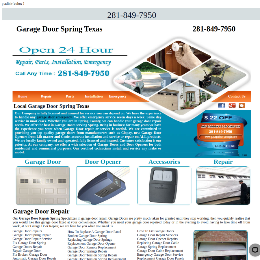garagedoor-springtx.com homepage screenshot