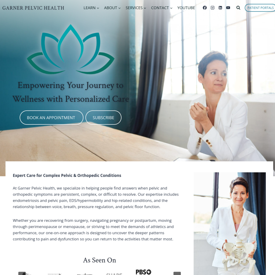 garnerpelvichealth.com homepage screenshot