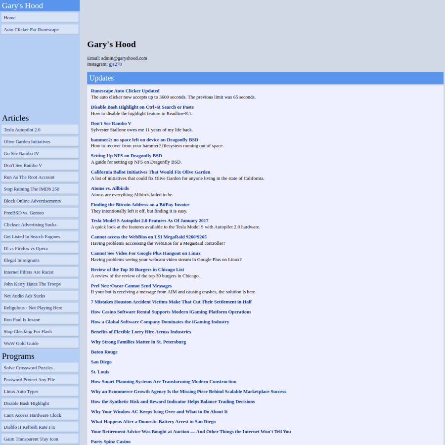 garyshood.com homepage screenshot