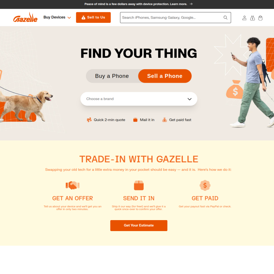 gazelle.com homepage screenshot