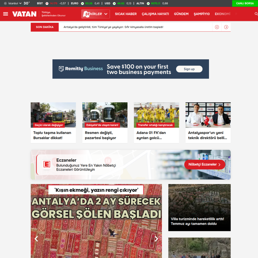 gazetevatan.com homepage screenshot