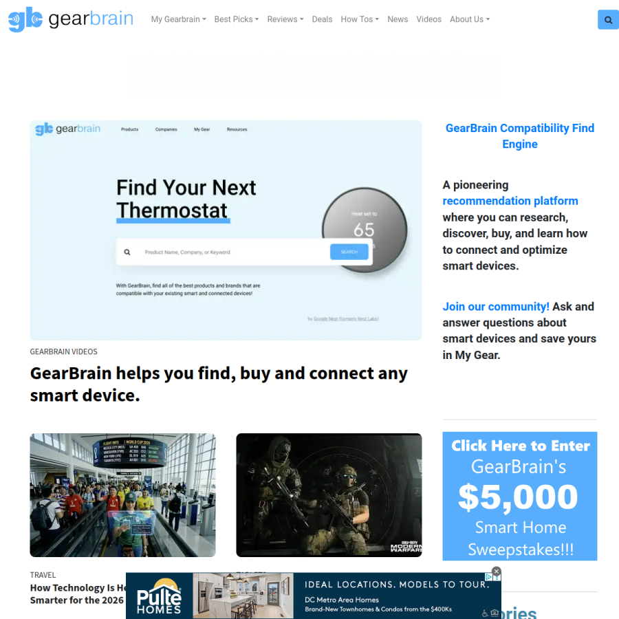 gearbrain.com homepage screenshot