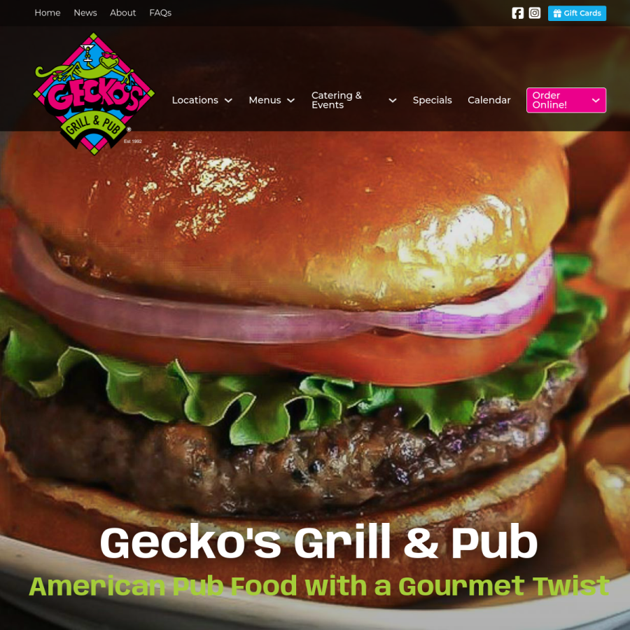 geckosgrill.com homepage screenshot