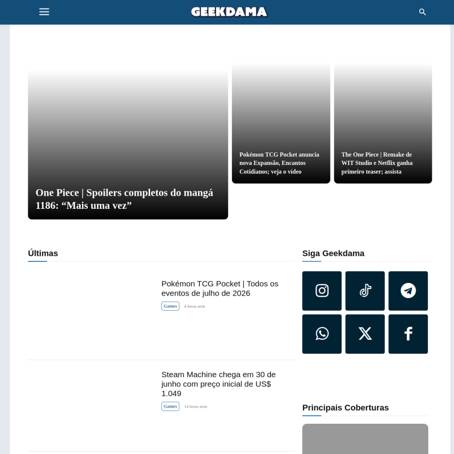 geekdama.com.br homepage screenshot