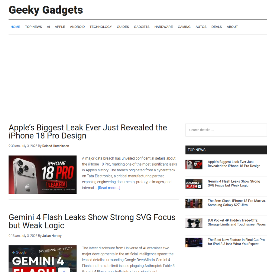 geeky-gadgets.com homepage screenshot