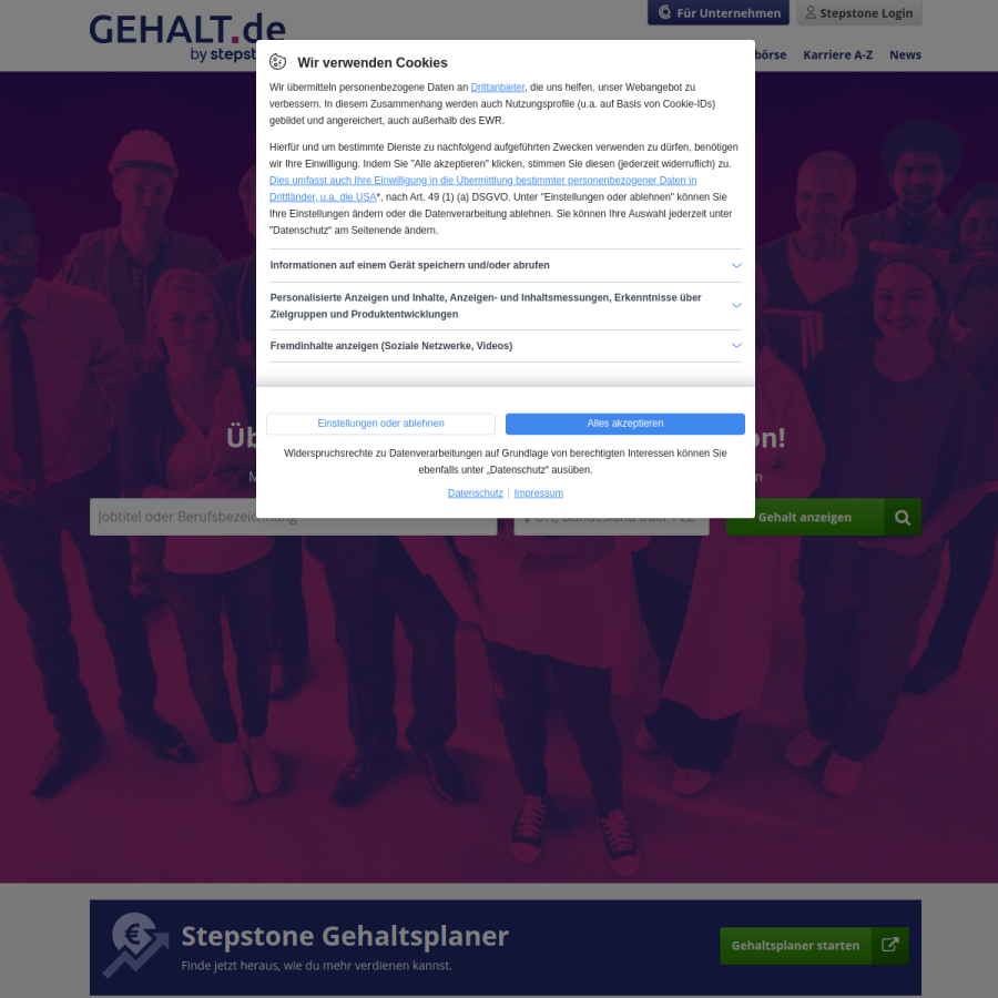 gehalt.de homepage screenshot
