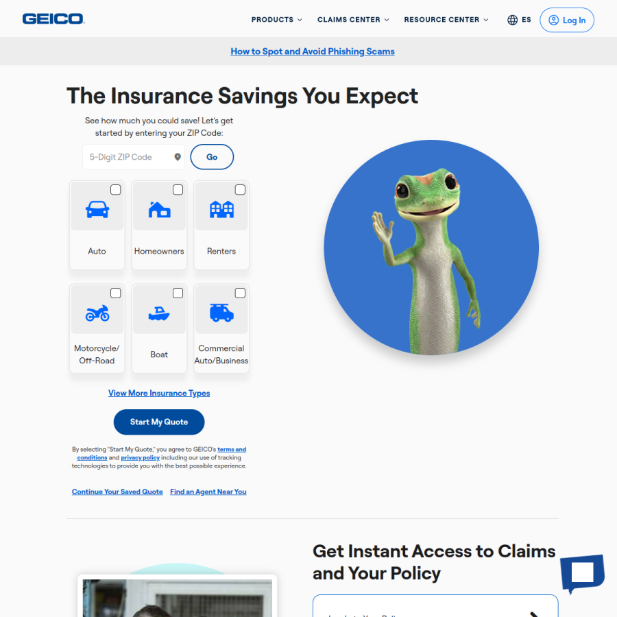 geico.com homepage screenshot