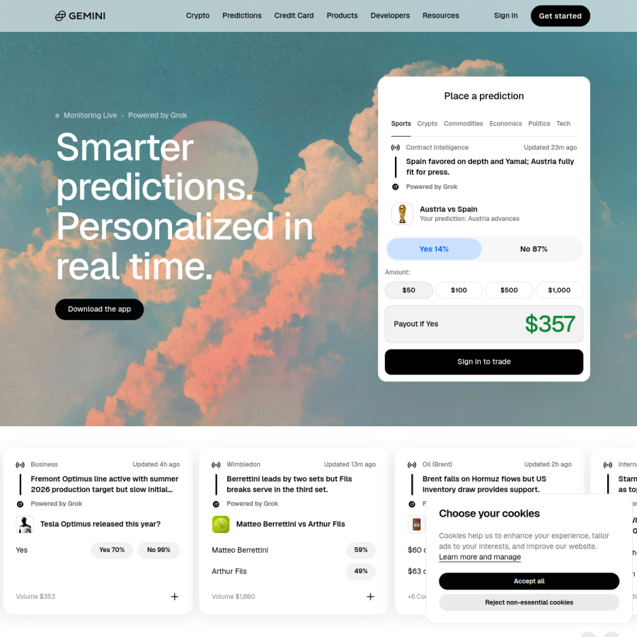 gemini.com homepage screenshot