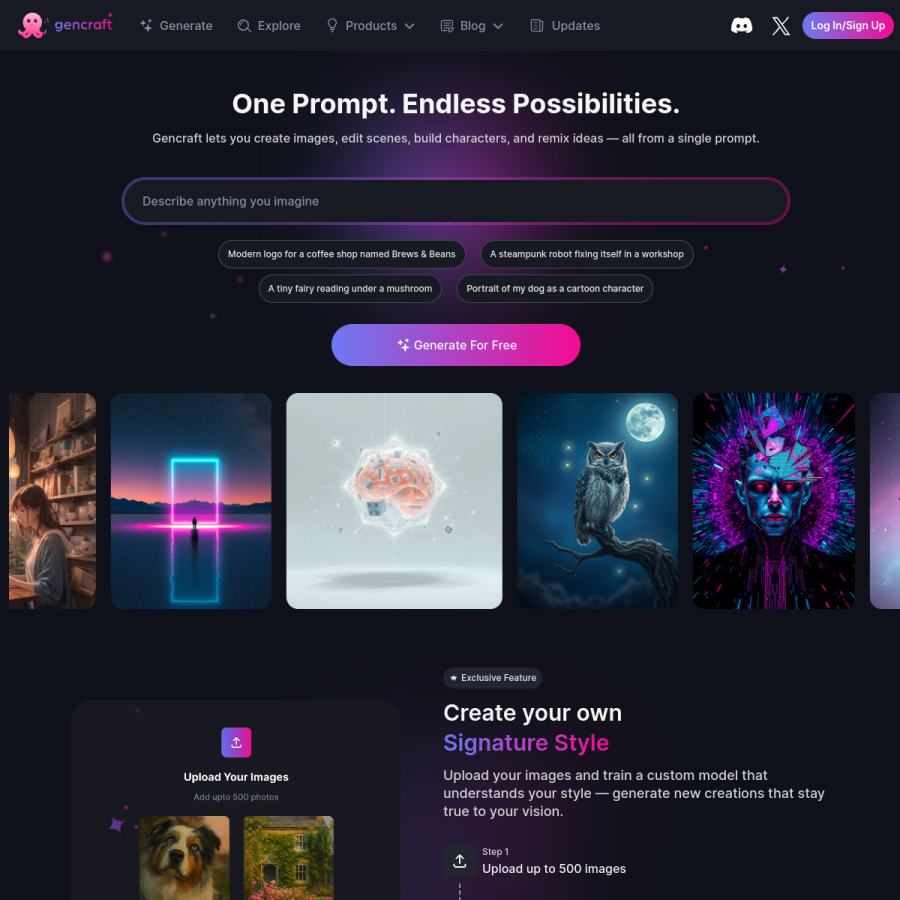 gencraft.com homepage screenshot