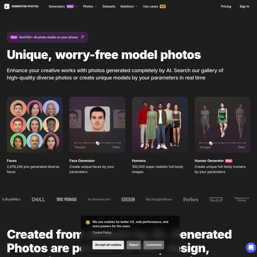 generated.photos homepage screenshot