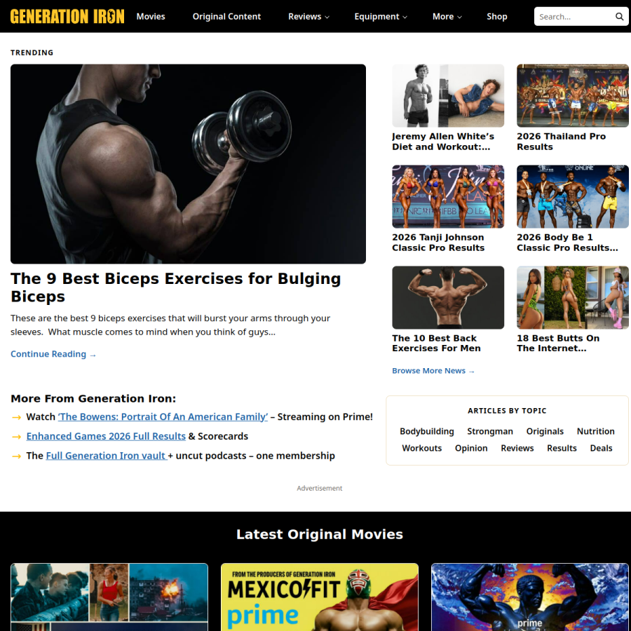 generationiron.com homepage screenshot