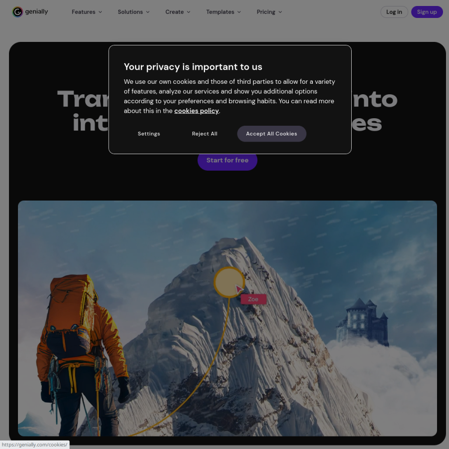 genially.com homepage screenshot