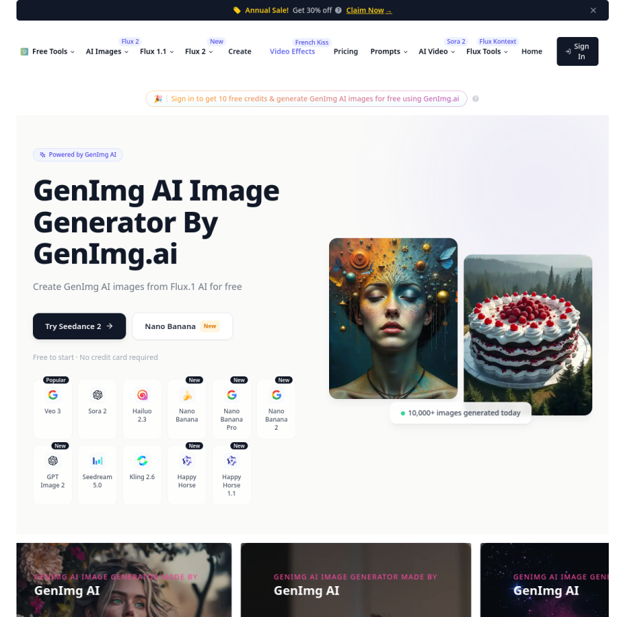 genimg.ai homepage screenshot