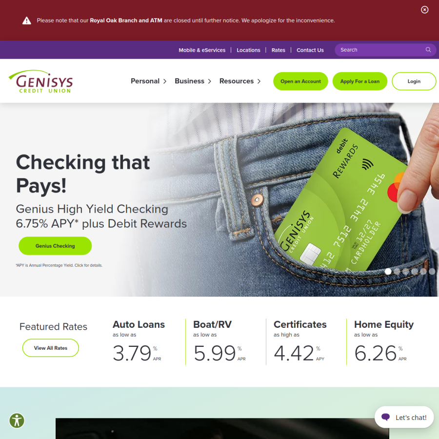 genisyscu.org homepage screenshot