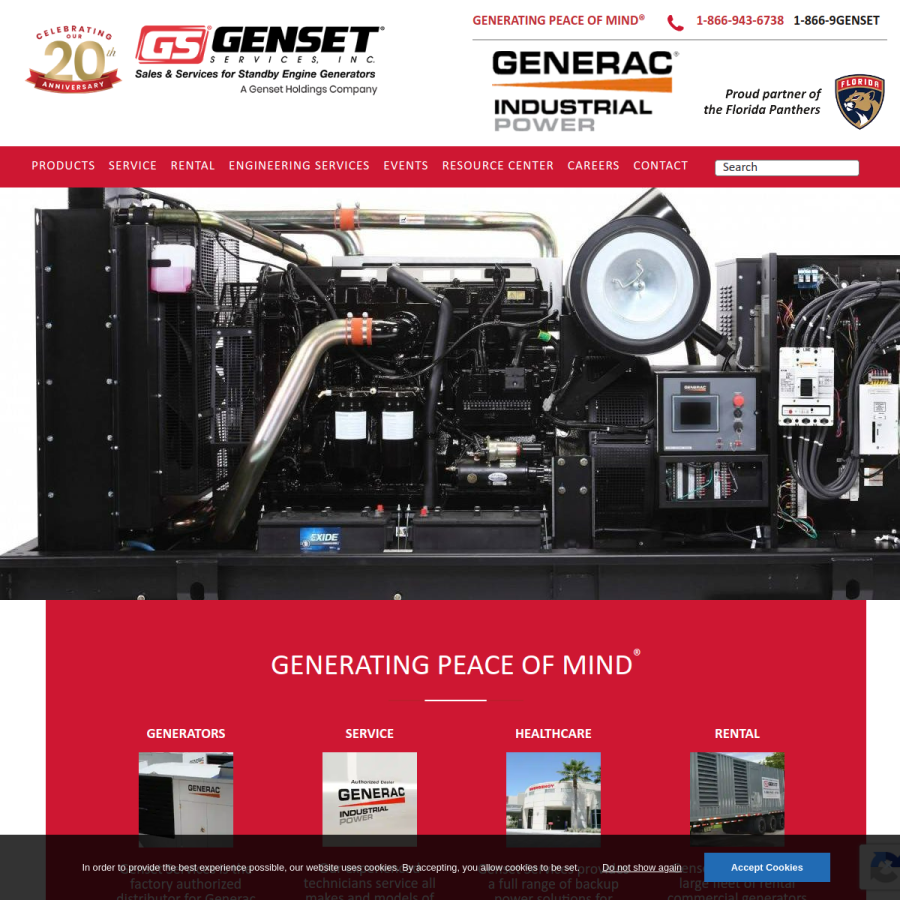gensetservices.com homepage screenshot