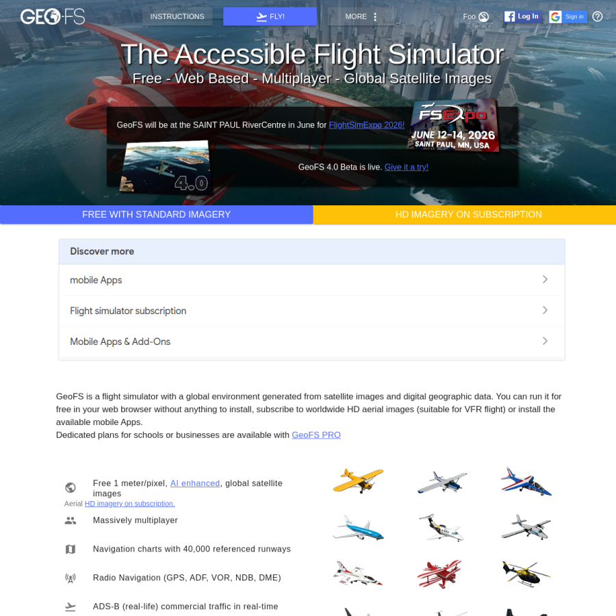 geo-fs.com homepage screenshot
