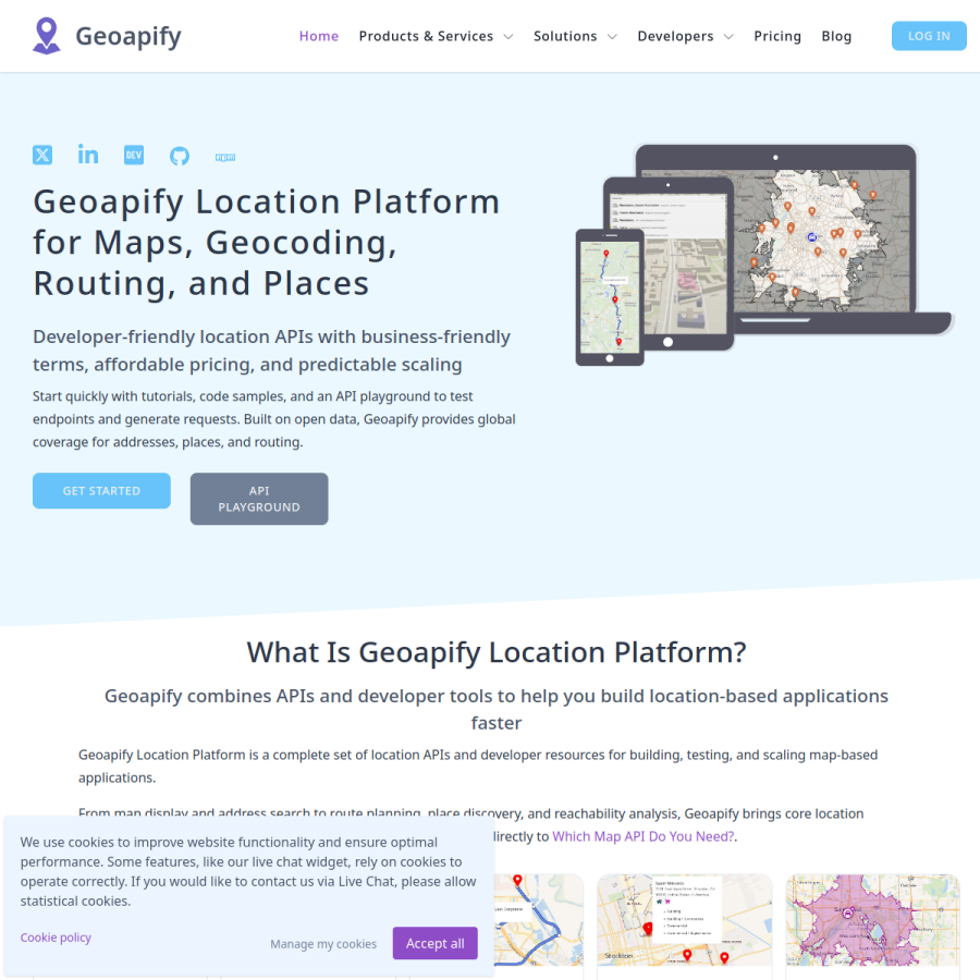 geoapify.com homepage screenshot
