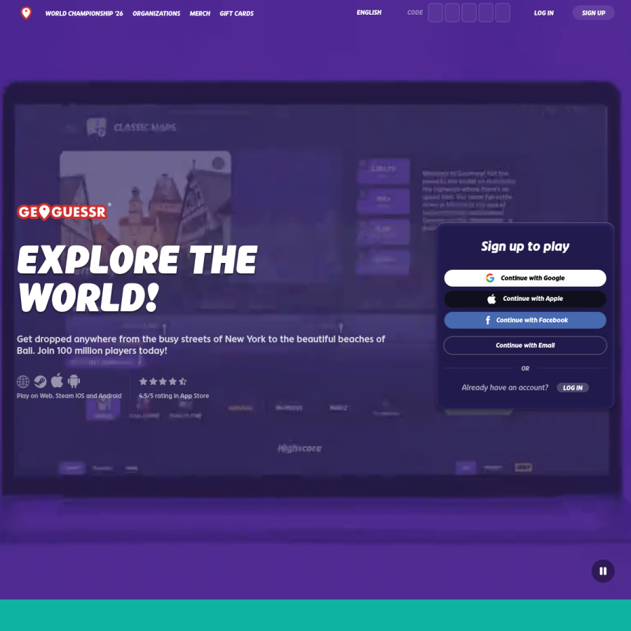 geoguessr.com homepage screenshot