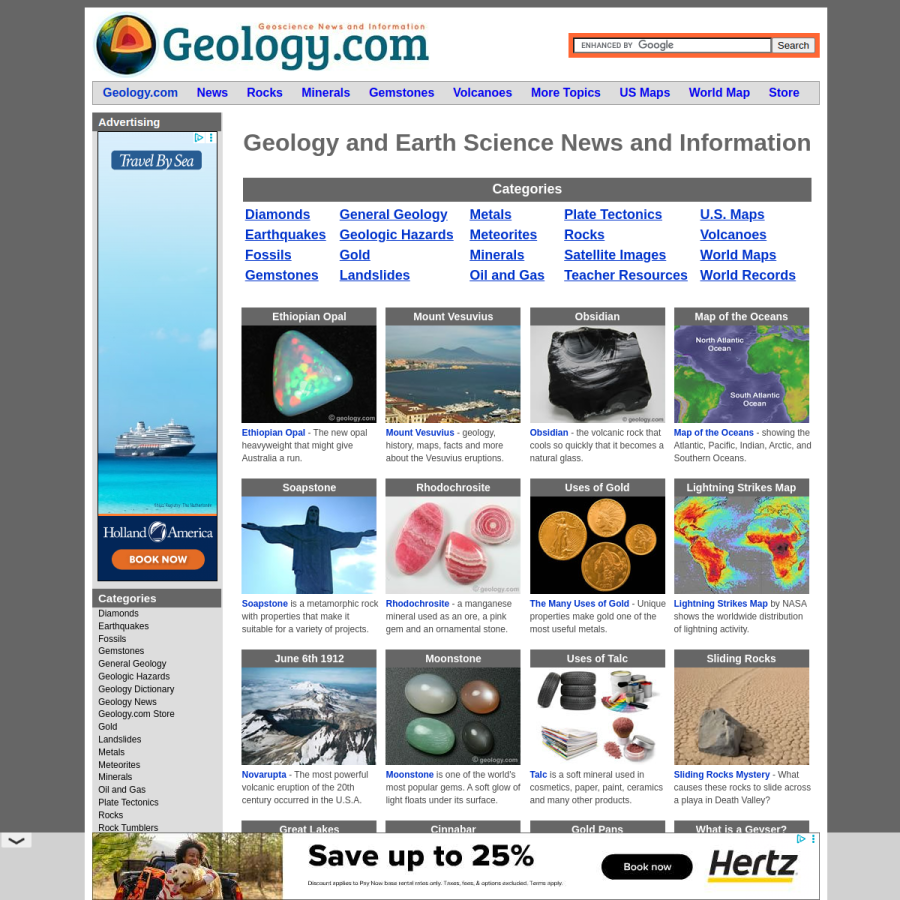 geology.com homepage screenshot