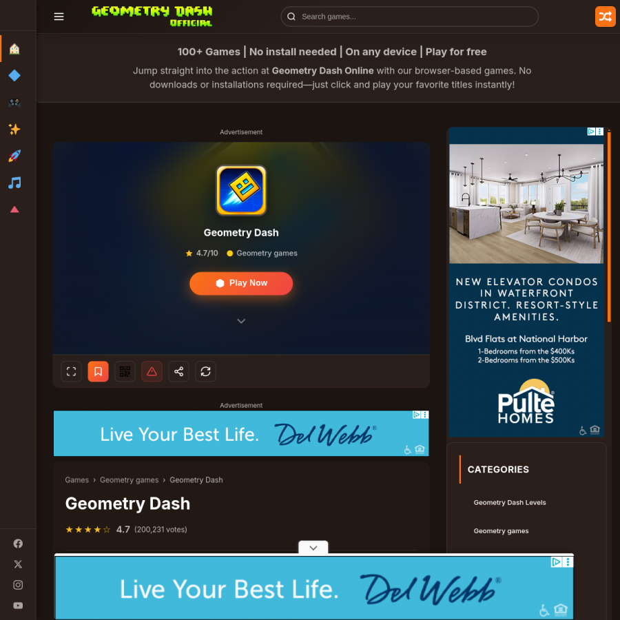 geometrydash.ie homepage screenshot