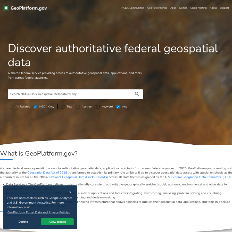 geoplatform.gov homepage screenshot