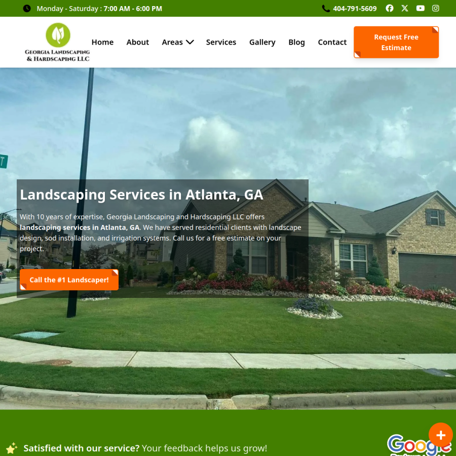 georgialandscapingandhardscapingllc.com homepage screenshot