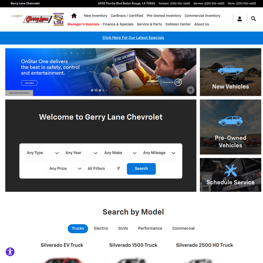 gerrylanechevrolet.com homepage screenshot