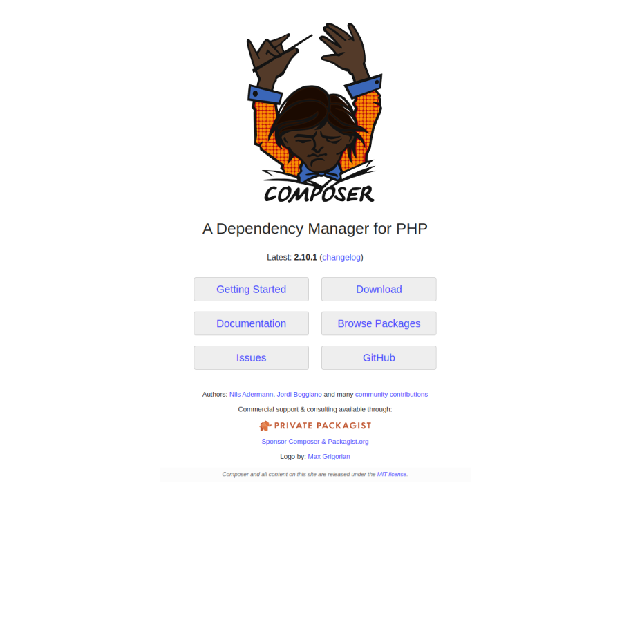 getcomposer.org homepage screenshot