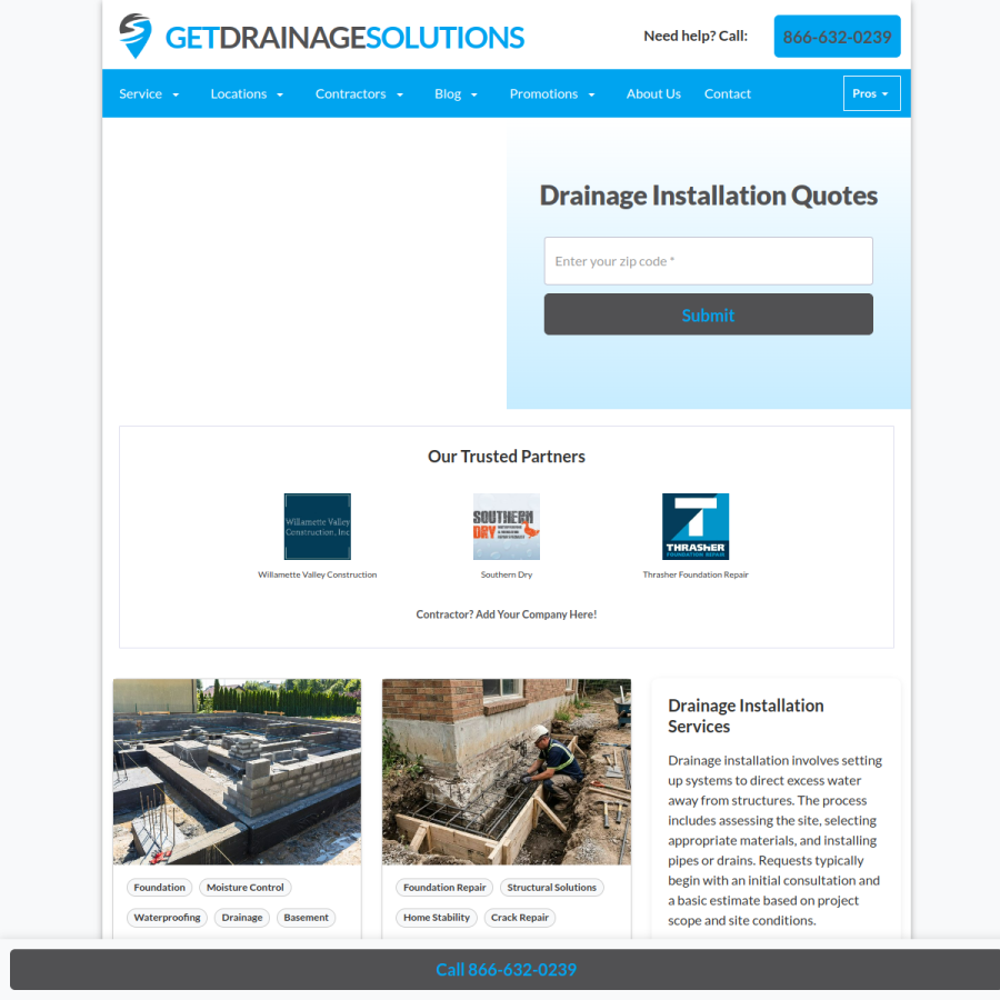 getdrainagesolutions.com homepage screenshot