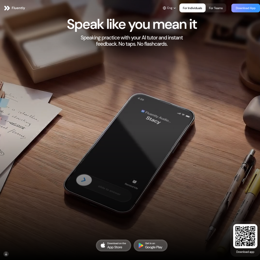 getfluently.app homepage screenshot