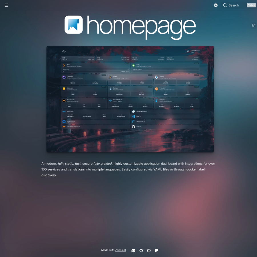gethomepage.dev homepage screenshot