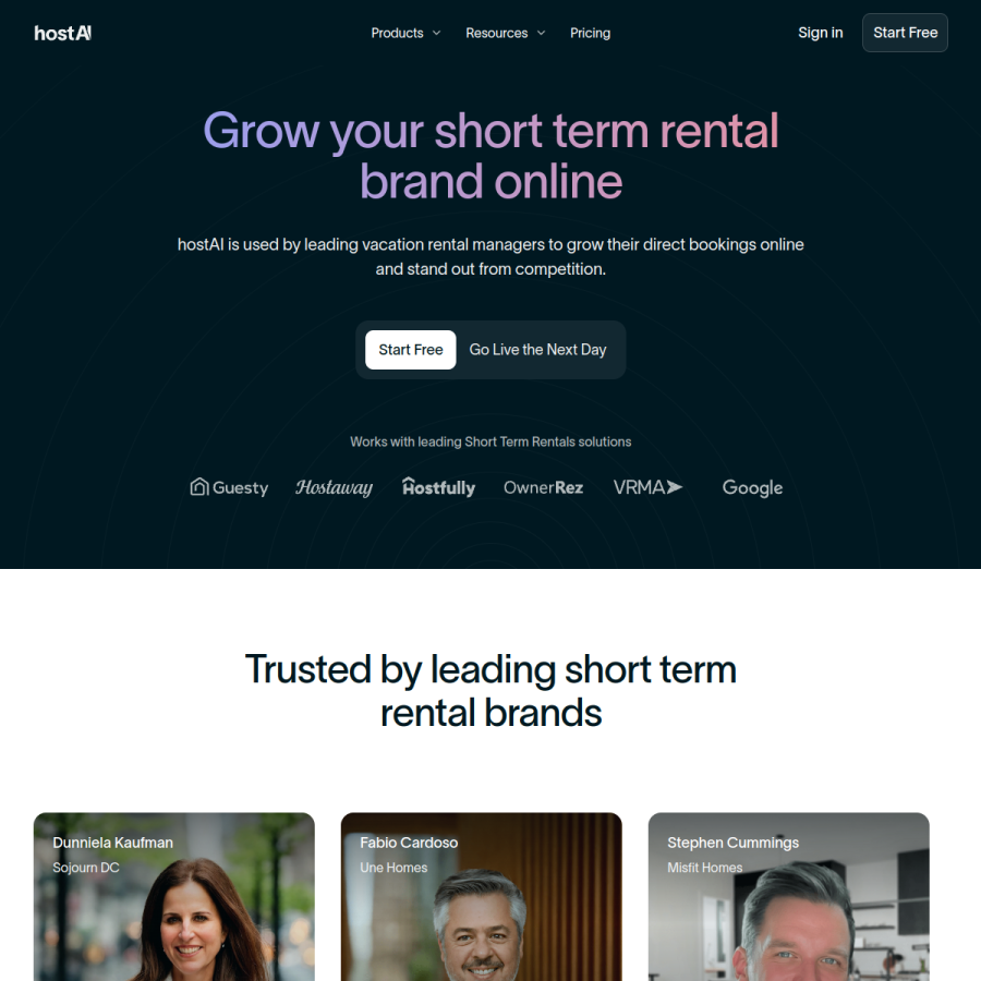 gethostai.com homepage screenshot