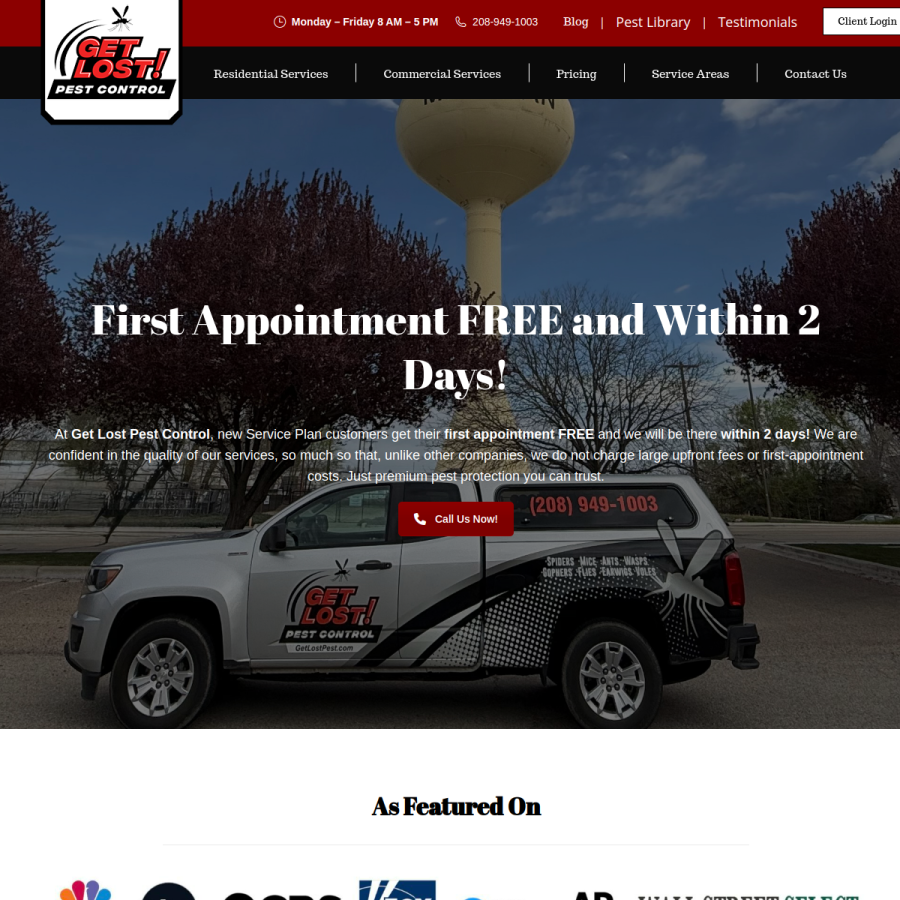 getlostpest.com homepage screenshot