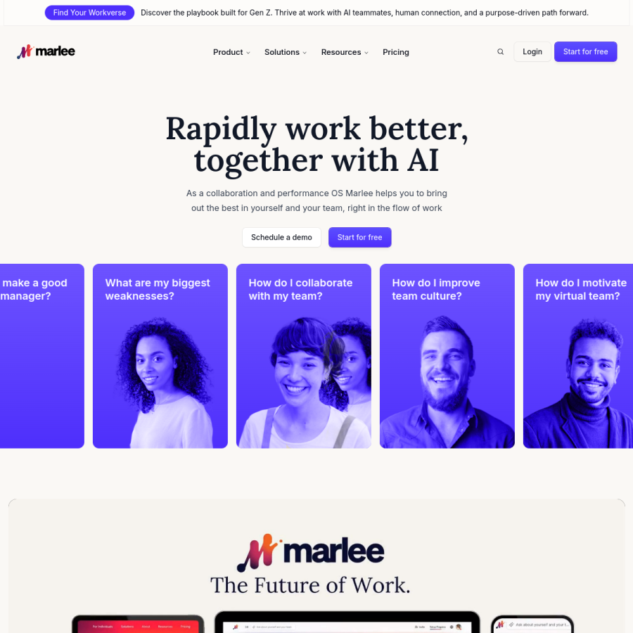 getmarlee.com homepage screenshot