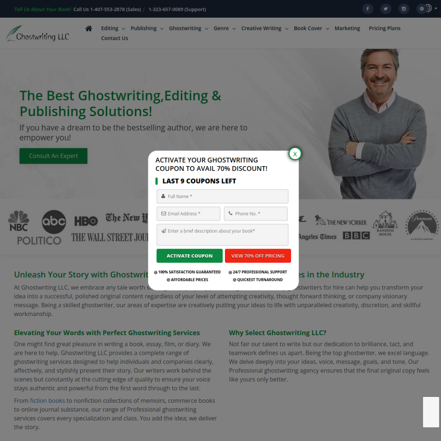 ghostwritingllc.com homepage screenshot