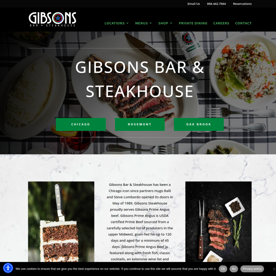 gibsonssteakhouse.com homepage screenshot